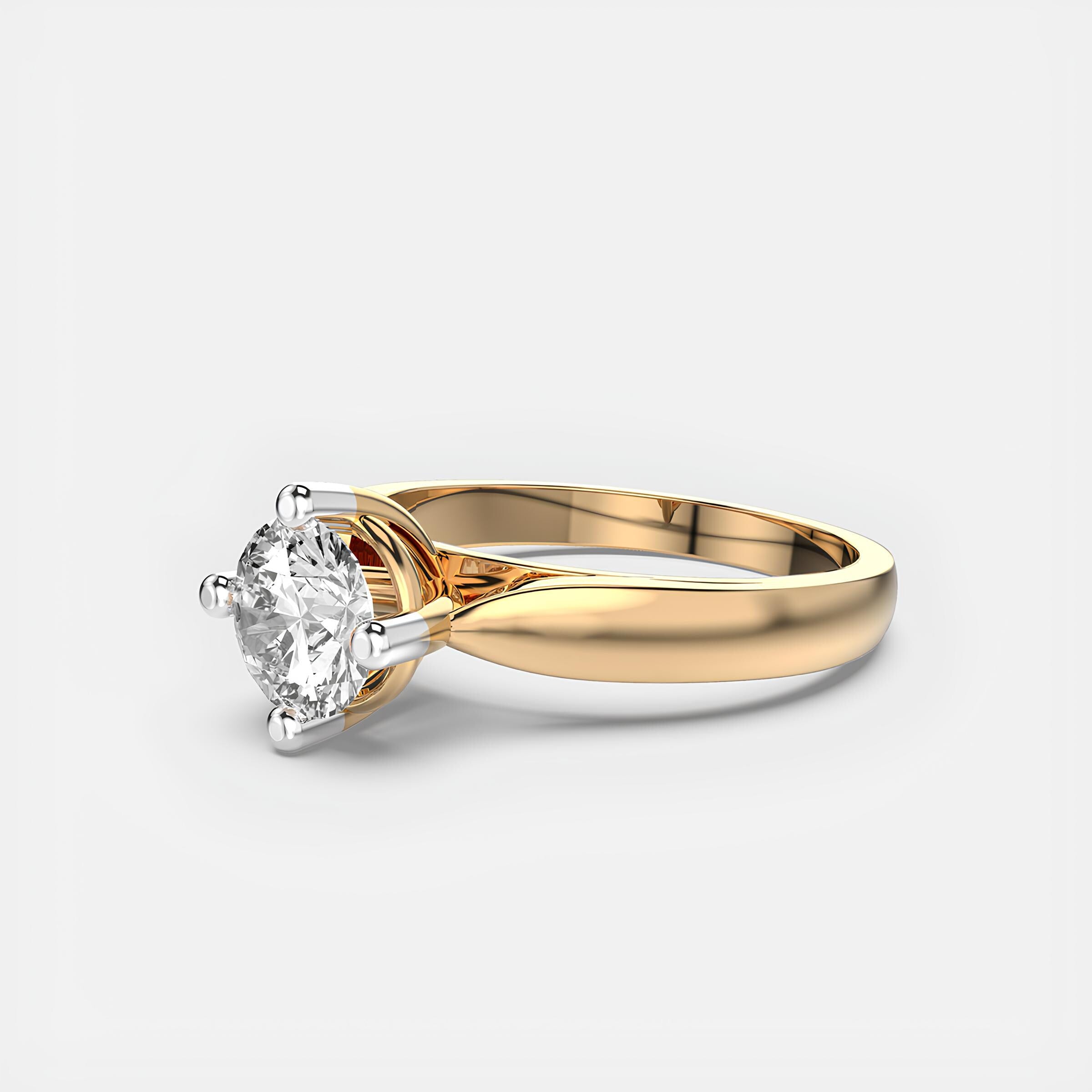 1 Carat Round Solitaire Ring – EF VS/SI Lab-Created Diamond in 14K Solid Gold | Women's Engagement Ring or Wedding Band
